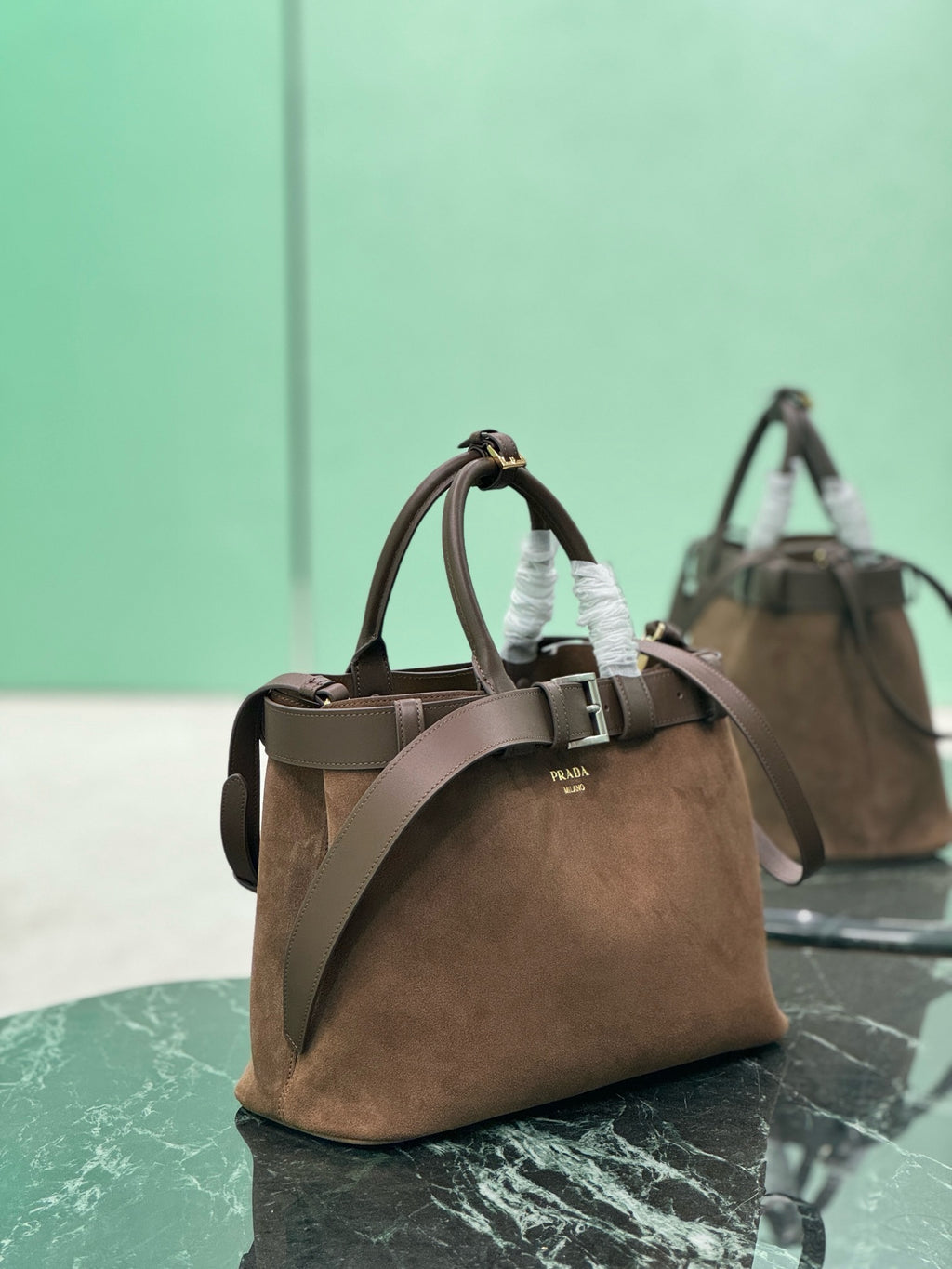 PRADA - Prada Buckle Small Leather Handbag With Belt