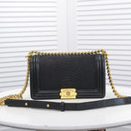 CHANEL - Exotics Small Boy Bag Black Python Molurus Leather