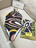 PUCCI - Patterned Halterneck One-Piece Swimsuit