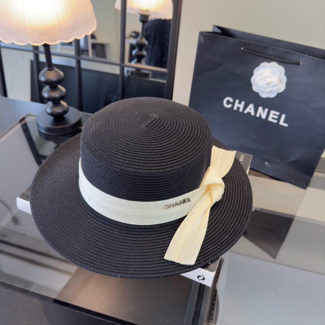 CHANEL - trimmed raffia sun hat