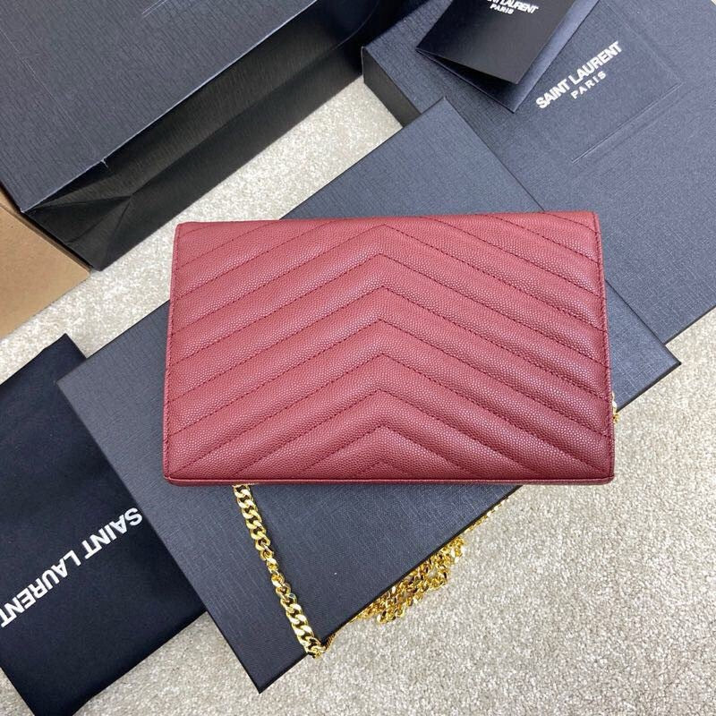 SAINT LAURENT- Red Leather Handbag