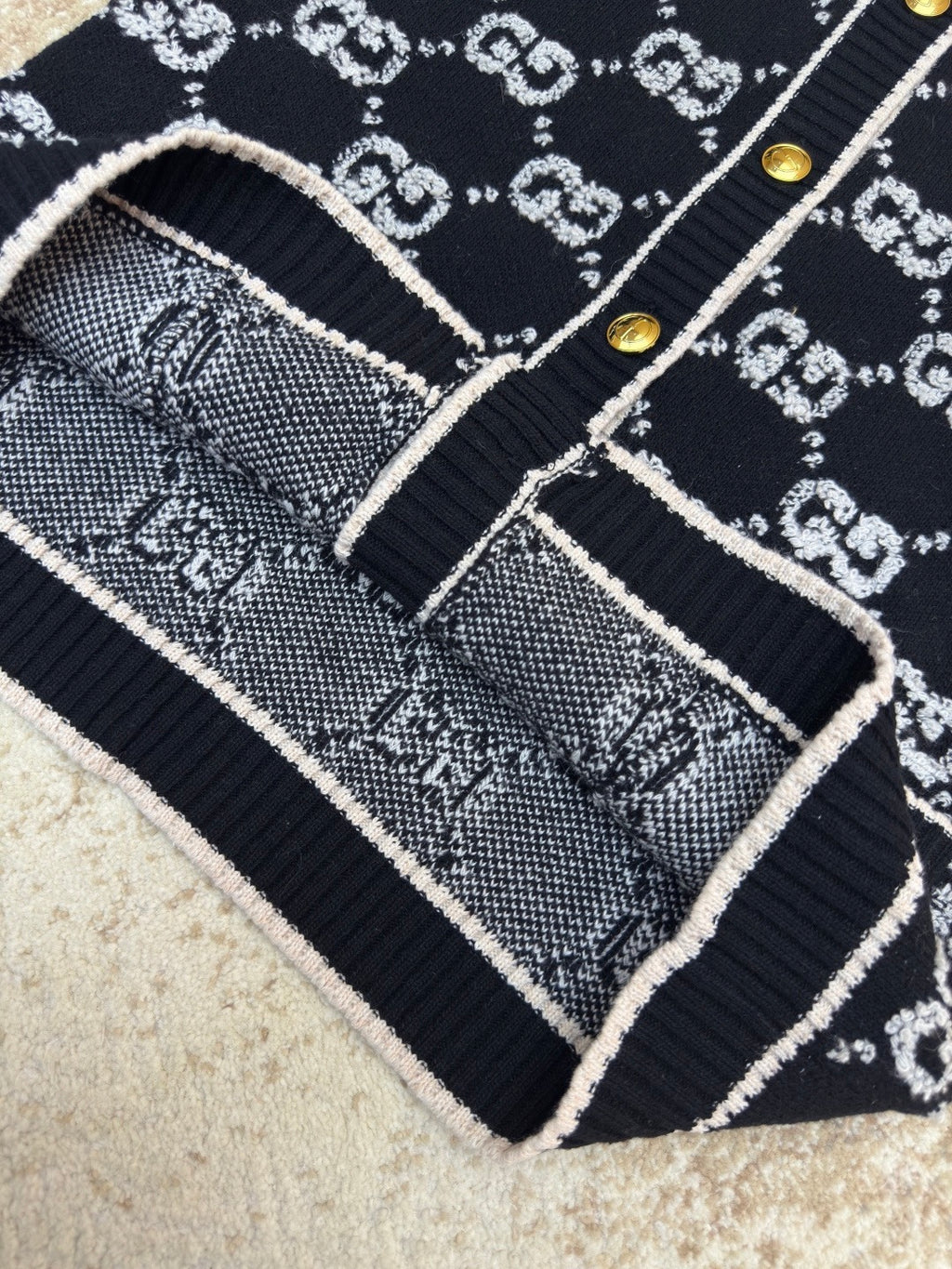 GUCCI  - Women's Black Embroidered Monogram