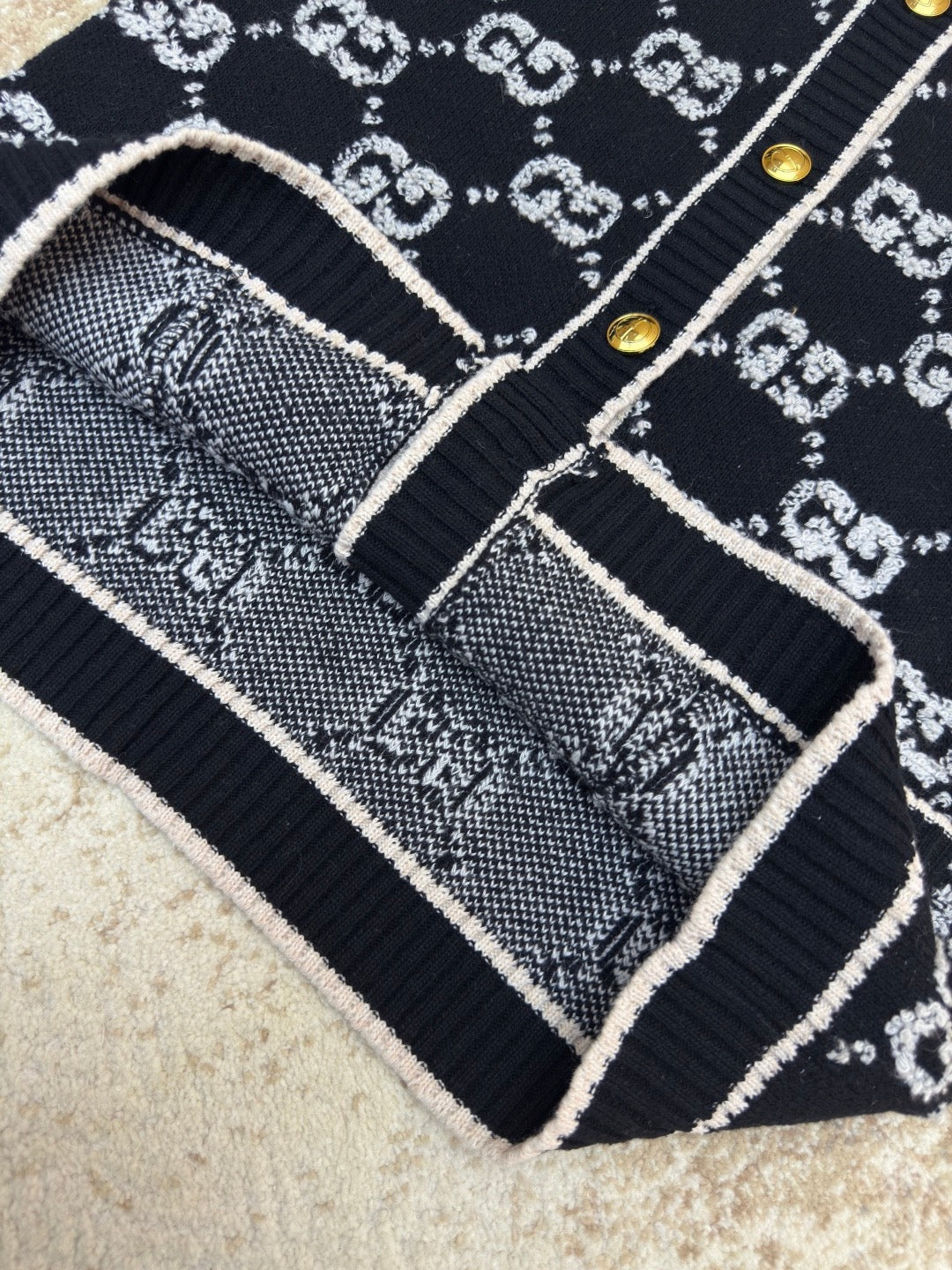 GUCCI  - Women's Black Embroidered Monogram