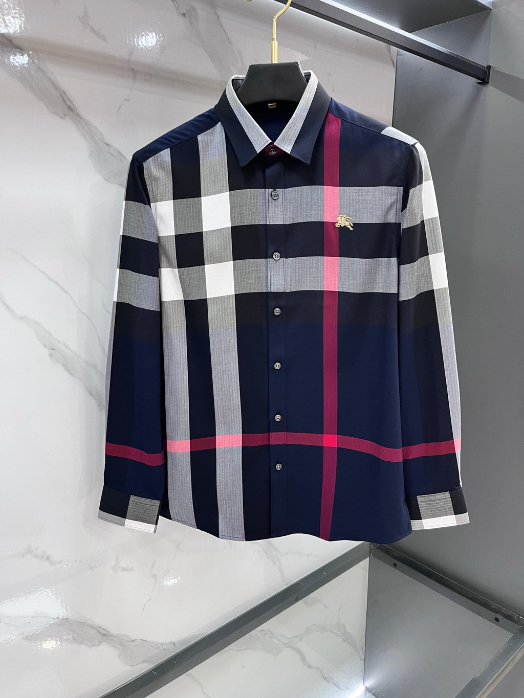 BURBERRY - Stretch Poplin Check long Sleeve Shirt
