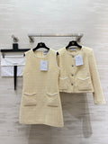 CHANEL - Chanel Light Yellow Tweed Jacket and Dress Set