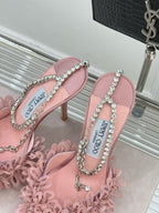 JIMMY CHOO - Mesh Pumps with Petal Embroidery and Crystal Chain