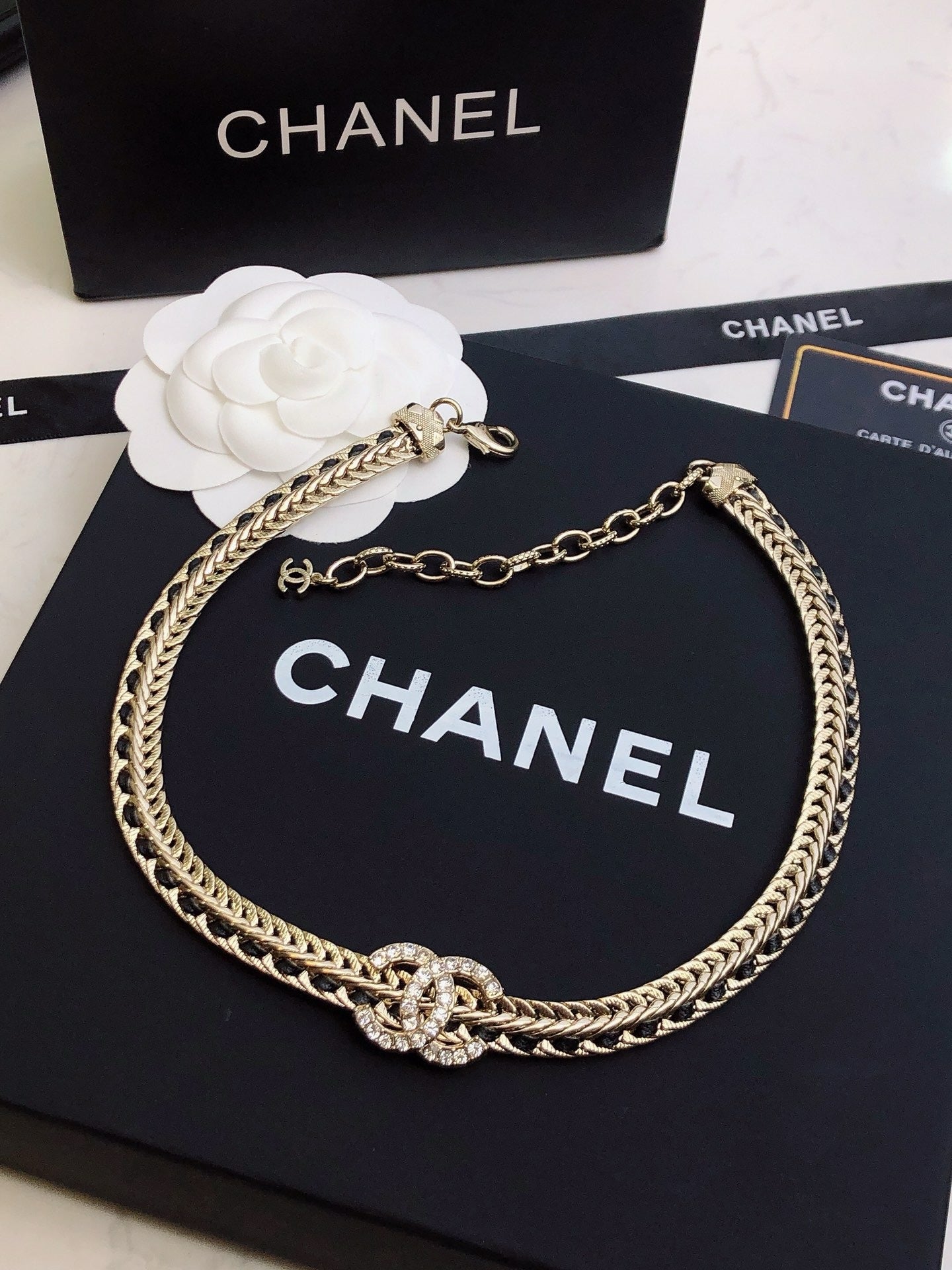 CHANEL - Crystal CC Choker Necklace