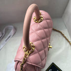 CHANEL - Lambskin Quilted Mini Top Handle Rectangular Flap Pink