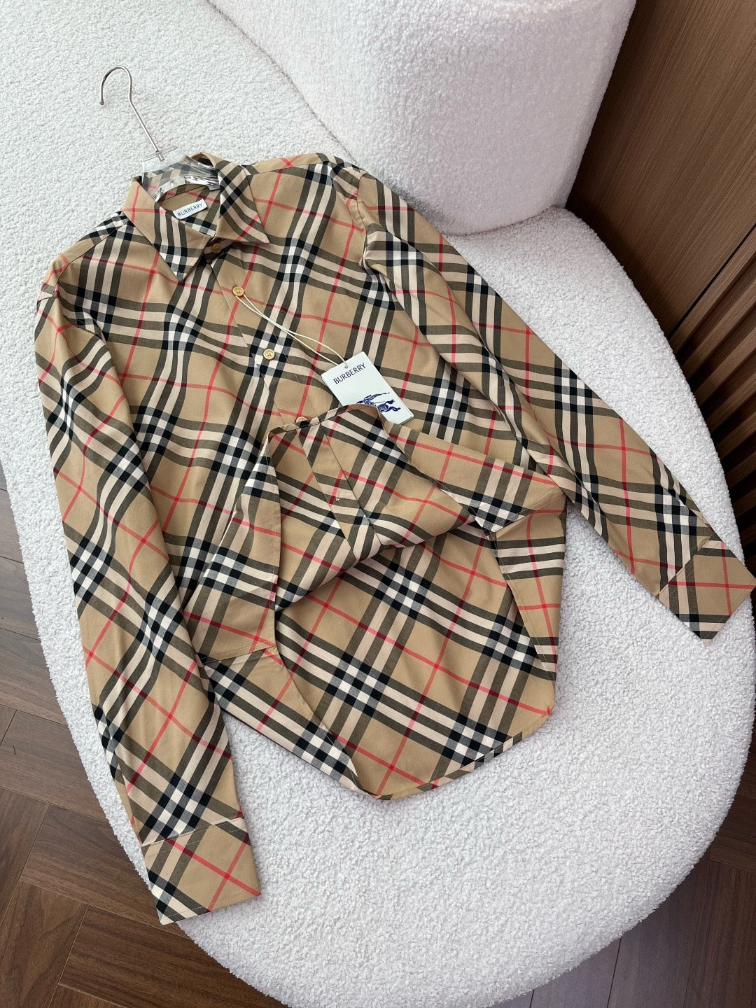 BURBERRY - Slim Fit Check Cotton Poplin Shirt