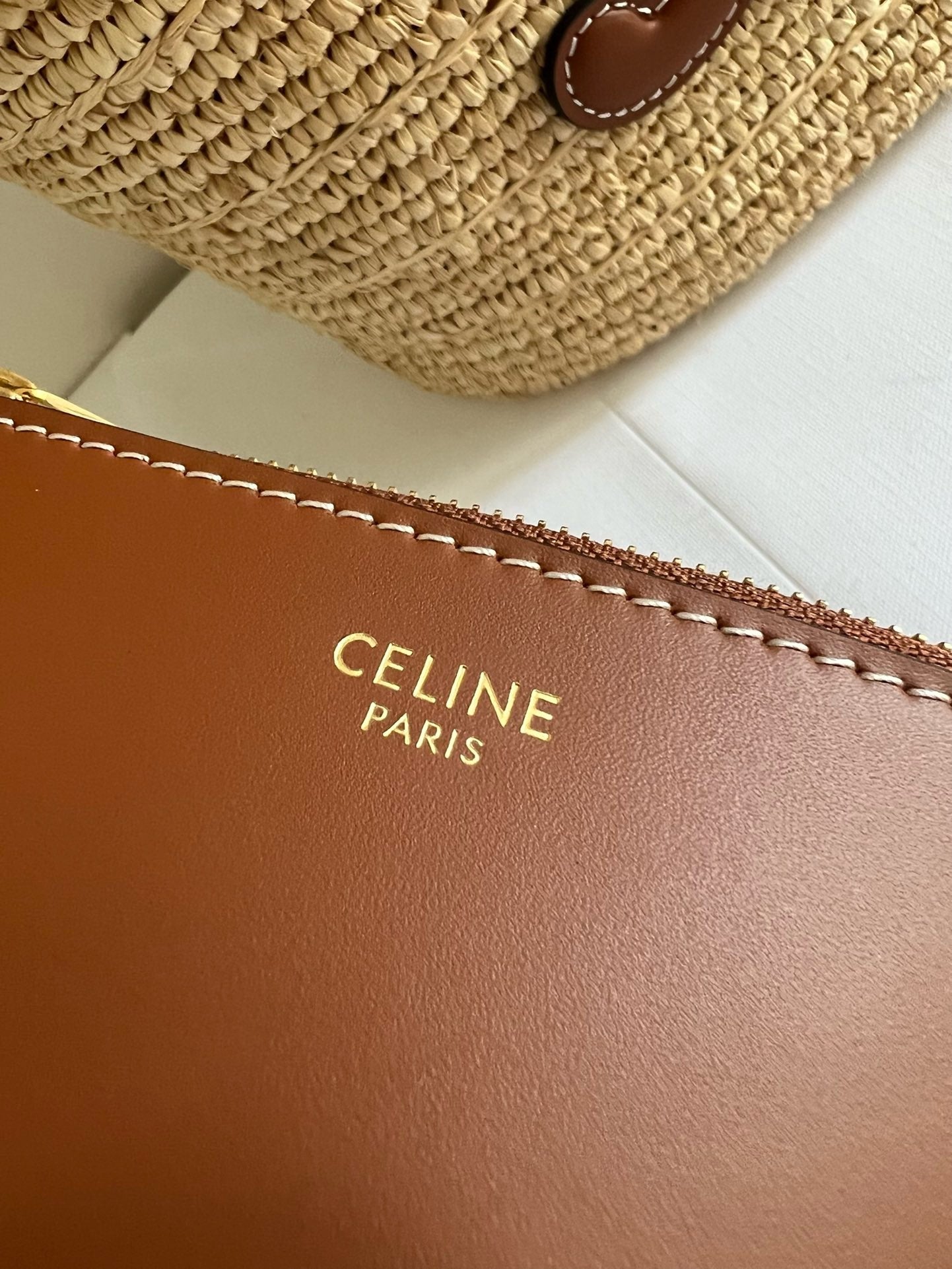 CELINE - TEEN COUFFIN IN WICKER AND NATURAL CALFSKIN