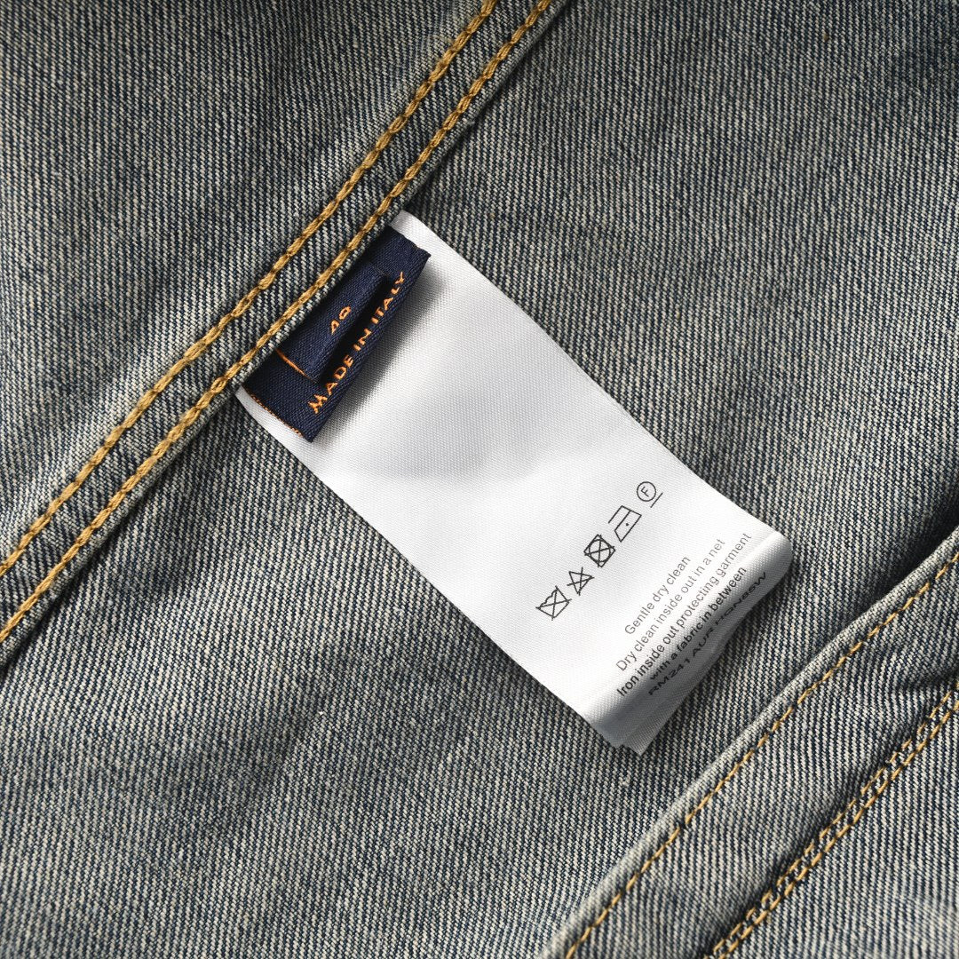 LOUIS VUITTON - Leather-Trim Cropped Denim Jacket