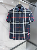 BURBERRY - Stretch Poplin Check Short Sleeve Shirt