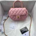 CHANEL - Lambskin Quilted Mini Top Handle Rectangular Flap Pink
