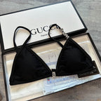 ALEXANDER WANG - Women's Black Crystal Logo Bikini Top