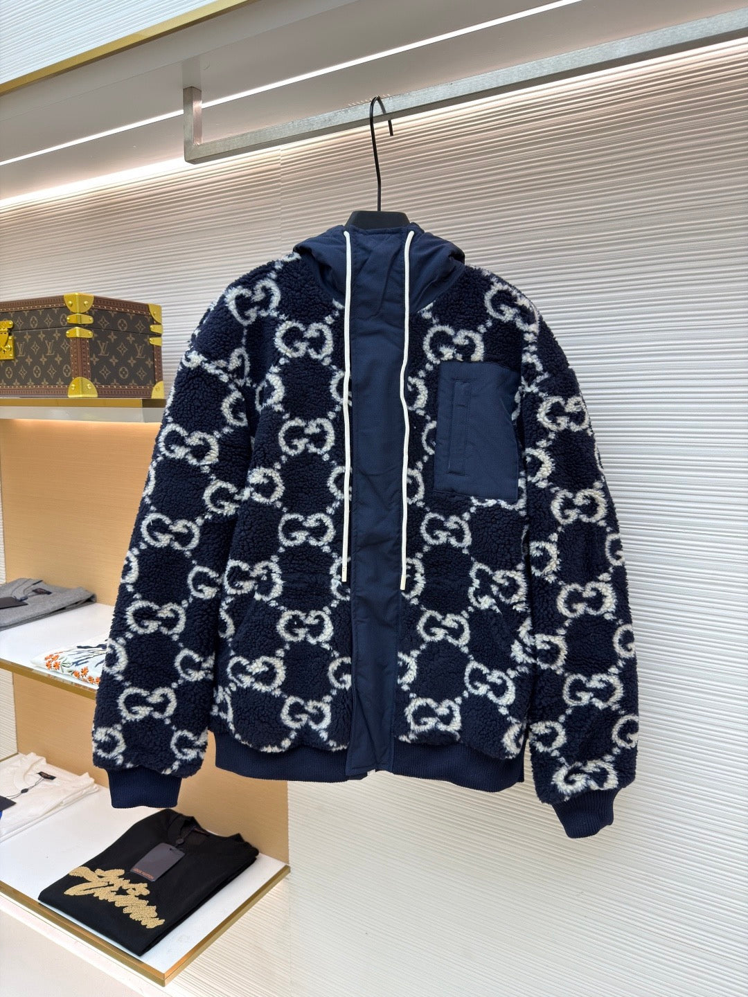 GUCCI  - Blue Gg Fuzzy Fabric Jacquard