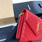 SAINT LAURENT- Red Leather Handbag