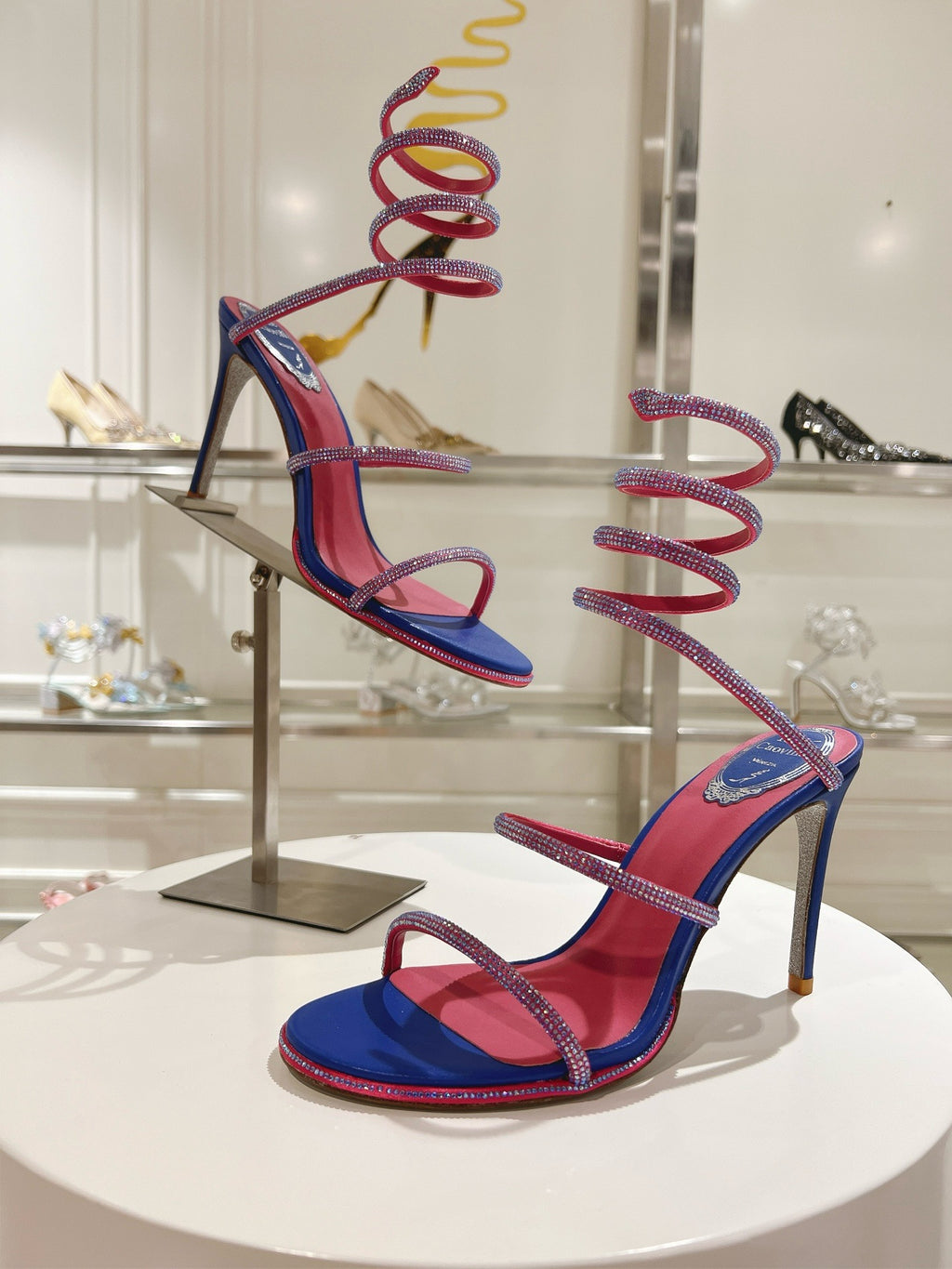 RENE CAOVILLA - CLEO blue SANDAL WITH CRYSTAL 105