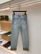 GUCCI - cotton denim pants with horsebit