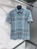 BURBERRY - Stretch Poplin Check Short Sleeve Shirt