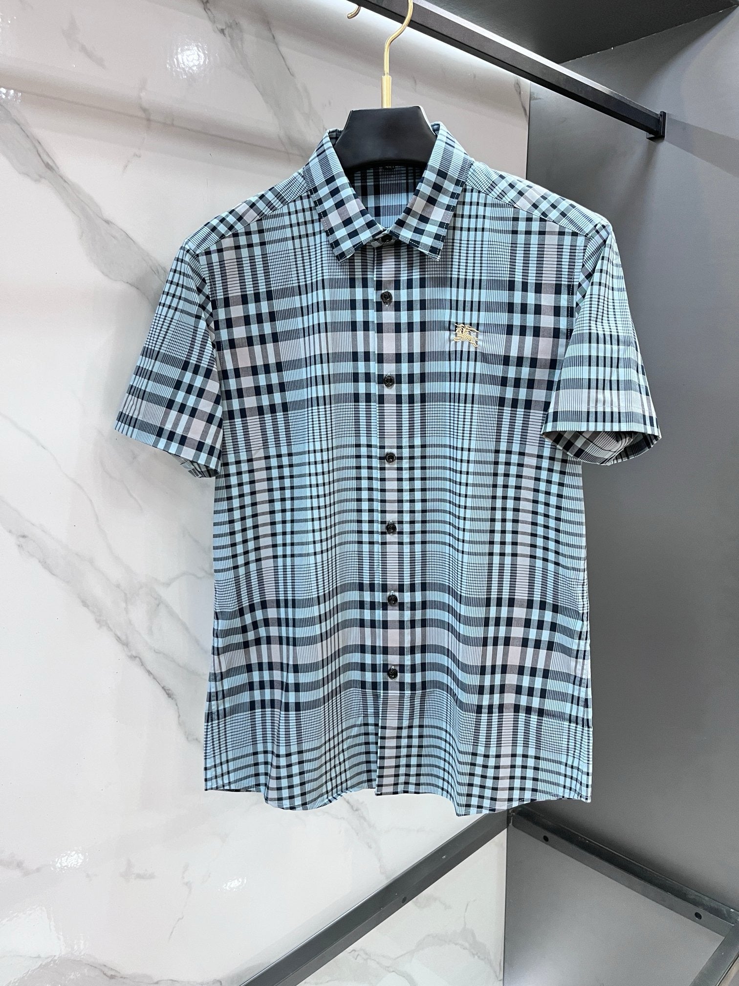 BURBERRY - Stretch Poplin Check Short Sleeve Shirt