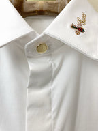 GUCCI -  Cotton shirt with embroidered collar