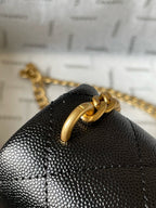 CHANE - Caviar Quilted mini Sweetheart Rectangular Flap Black