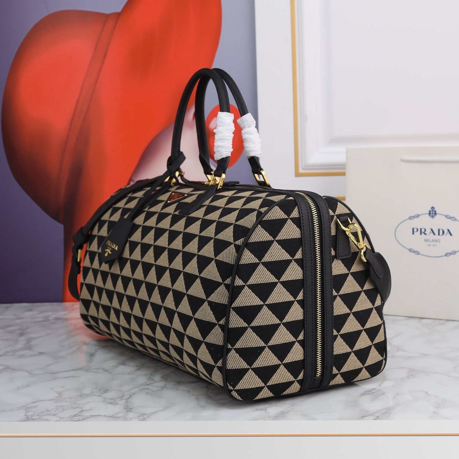 PRADA - Prada Symbole embroidered fabric bag