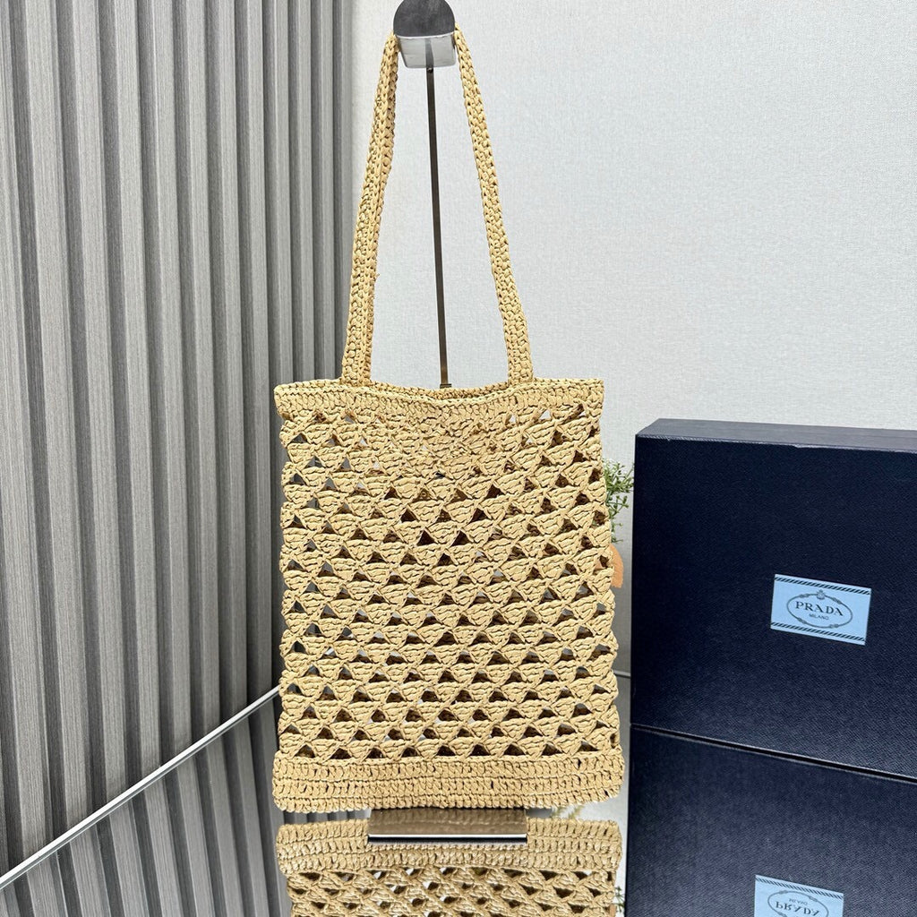 PRADA - woven crochet tote bag