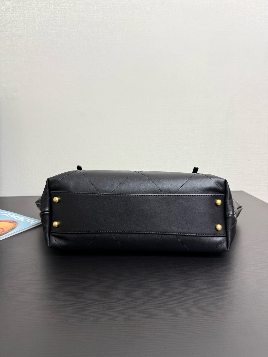 CHANEL - Shopping Bag Black Calfskin Antique Gold Hardware