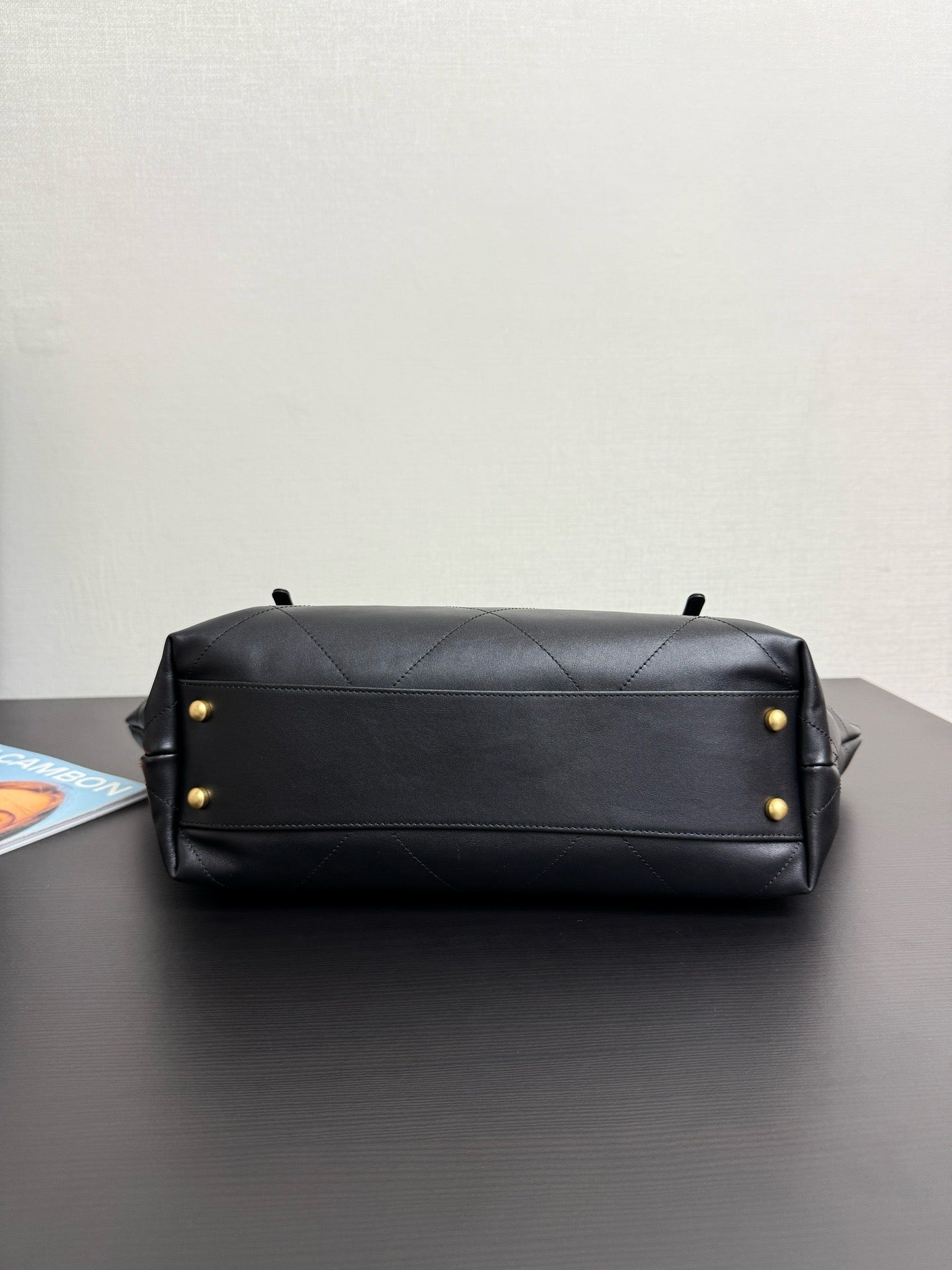 CHANEL - Shopping Bag Black Calfskin Antique Gold Hardware