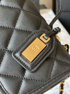 CHANE - School Memory Top Handle Flap Bag Quilted Caviar