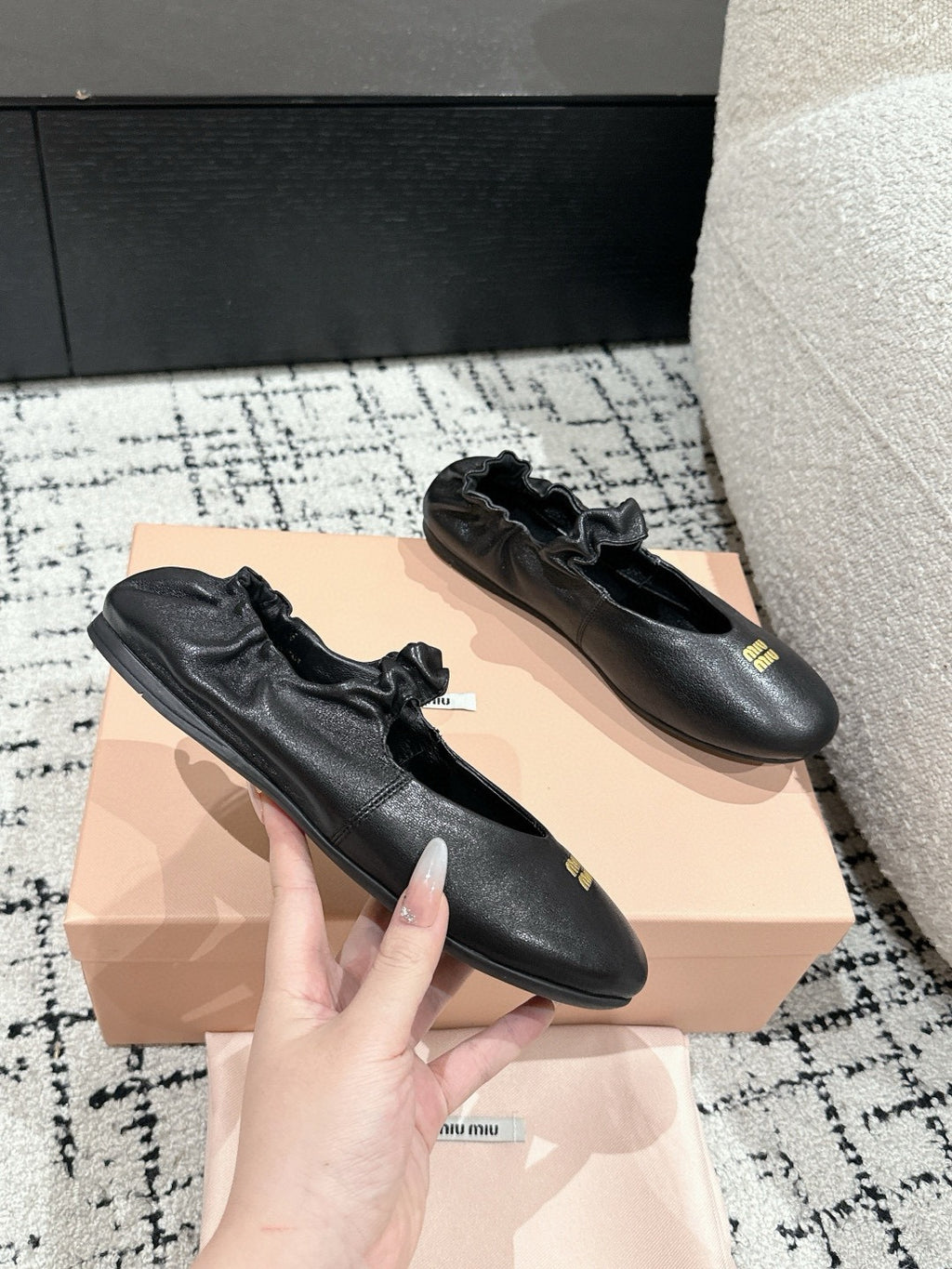 MIU MIU - Ruches nappa leather ballerinas