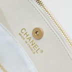 CHANEL -  Caviar Quilted Clutch With Chain White
