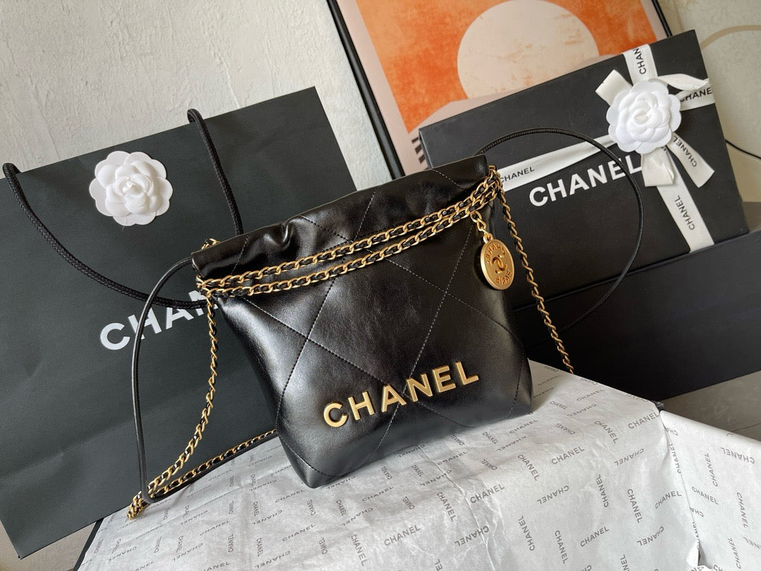 CHANEL - Shiny Calfskin & Gold-Tone Metal