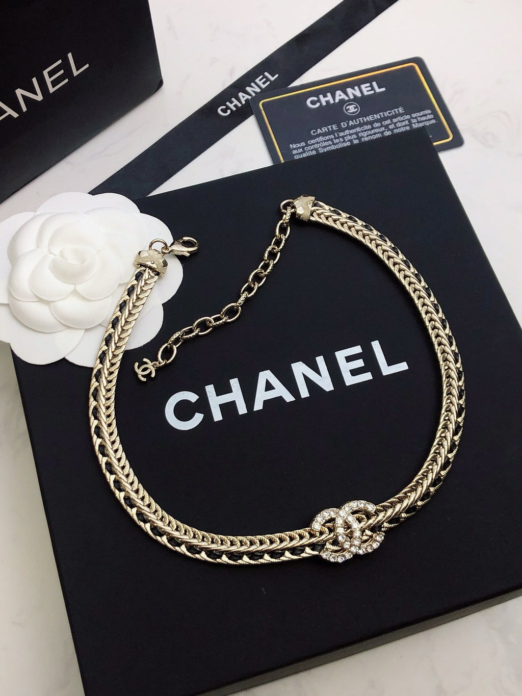 CHANEL - Crystal CC Choker Necklace
