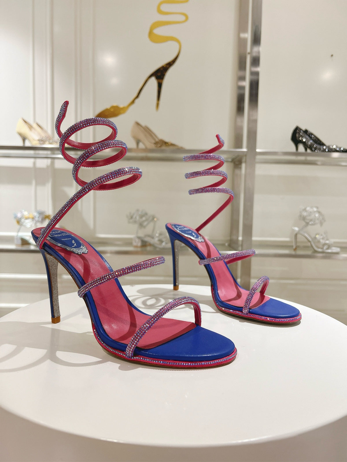 RENE CAOVILLA - CLEO blue SANDAL WITH CRYSTAL 105