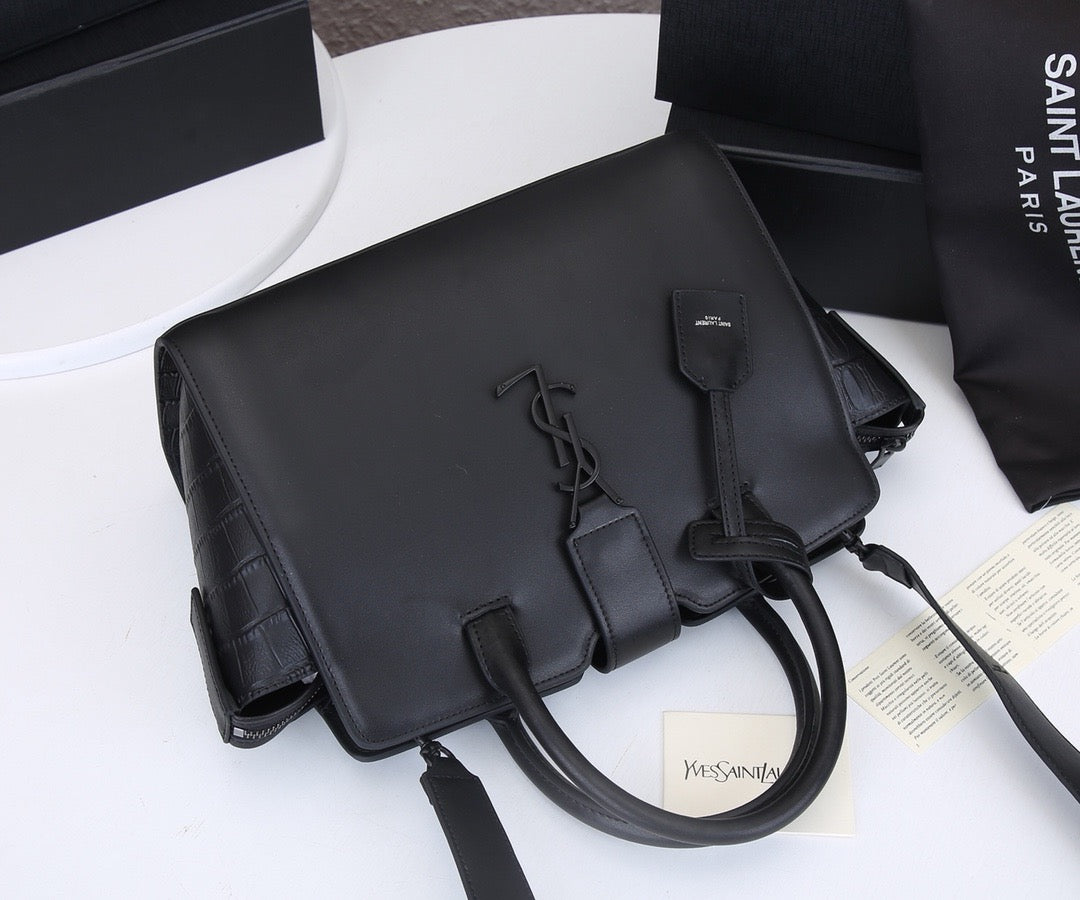 SAINT LAURENT- Black Leather Handbag