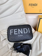 FENDI -  Zucca Coated Canvas and Leather Camera Bag