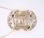 CHANEL - Gold Metal Strass Crystal Sphere Minaudiere Clutch Gold Hardware, 2025
