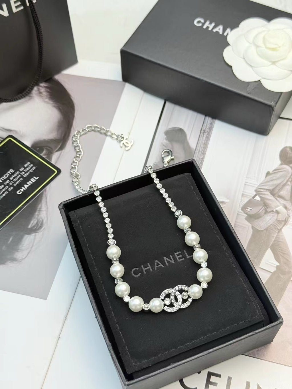 CHANEL - Crystal CC Choker Necklace