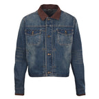 LOUIS VUITTON - Leather-Trim Cropped Denim Jacket