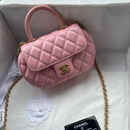 CHANEL - Lambskin Quilted Mini Top Handle Rectangular Flap Pink