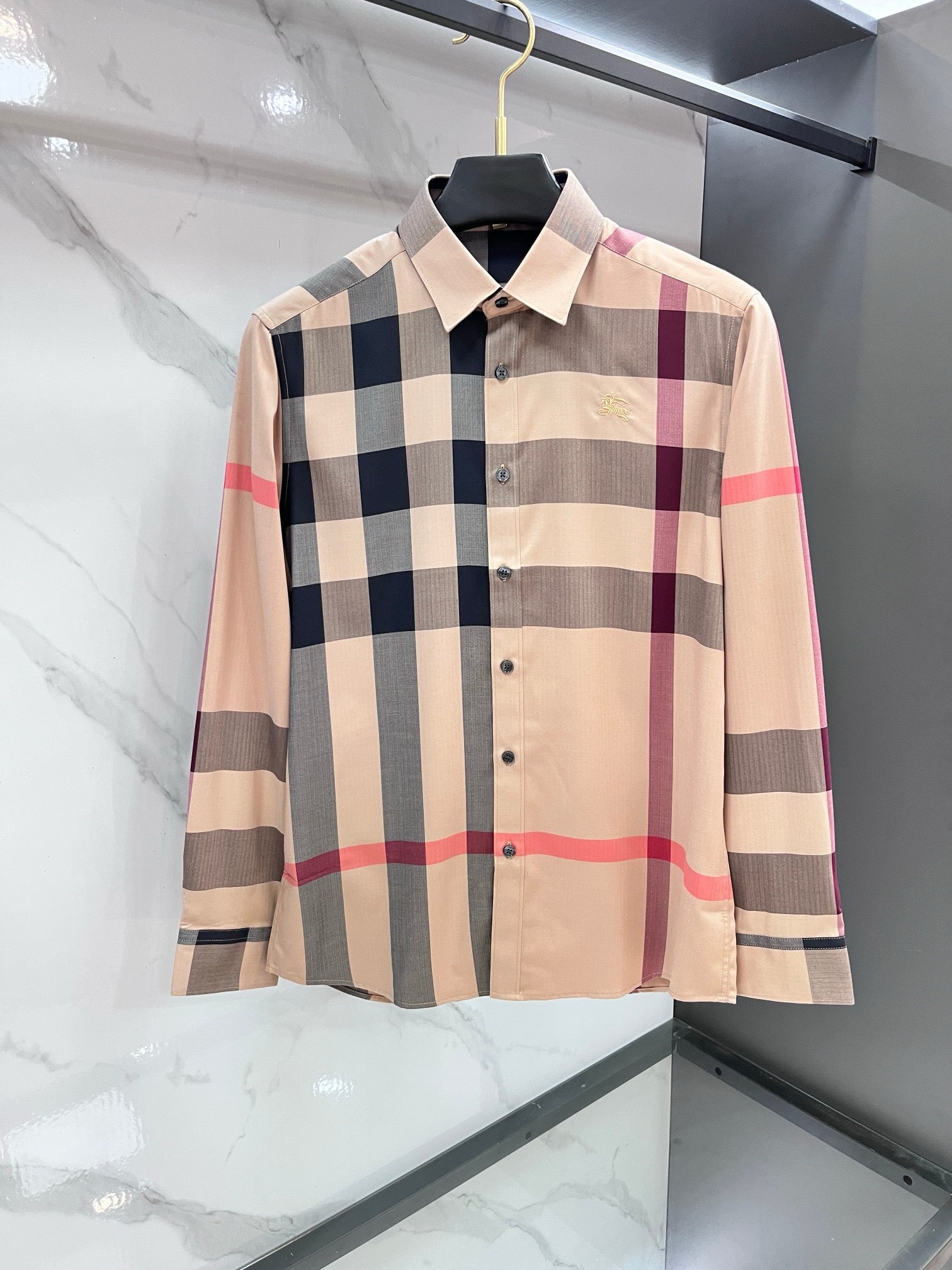 BURBERRY - Stretch Poplin Check long Sleeve Shirt