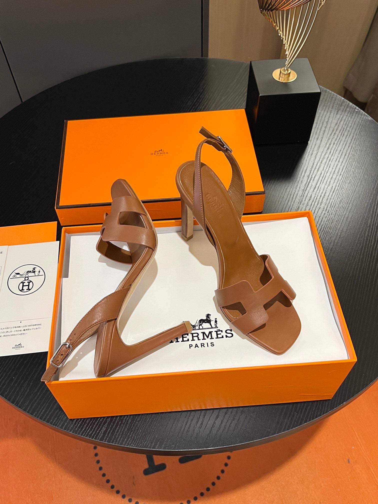 HERMES - Honey Color Slingback high heel Sandal