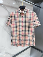 BURBERRY - Stretch Poplin Check Short Sleeve Shirt