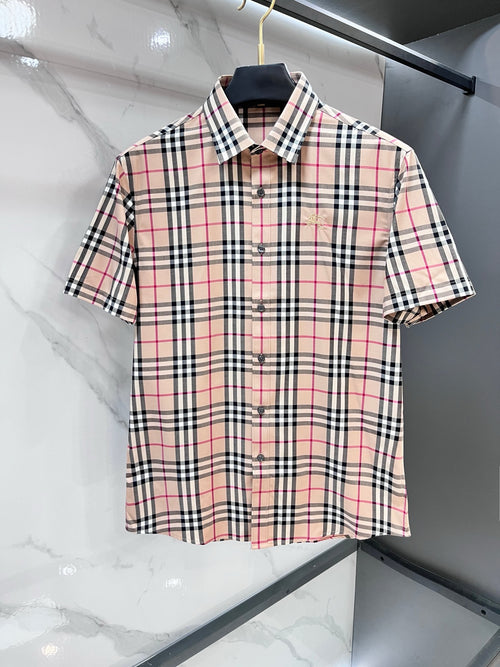 BURBERRY - Stretch Poplin Check Short Sleeve Shirt