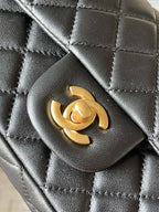 CHANEL - 24K Black Lambskin Pearl Crush Rectangular Classic Flap