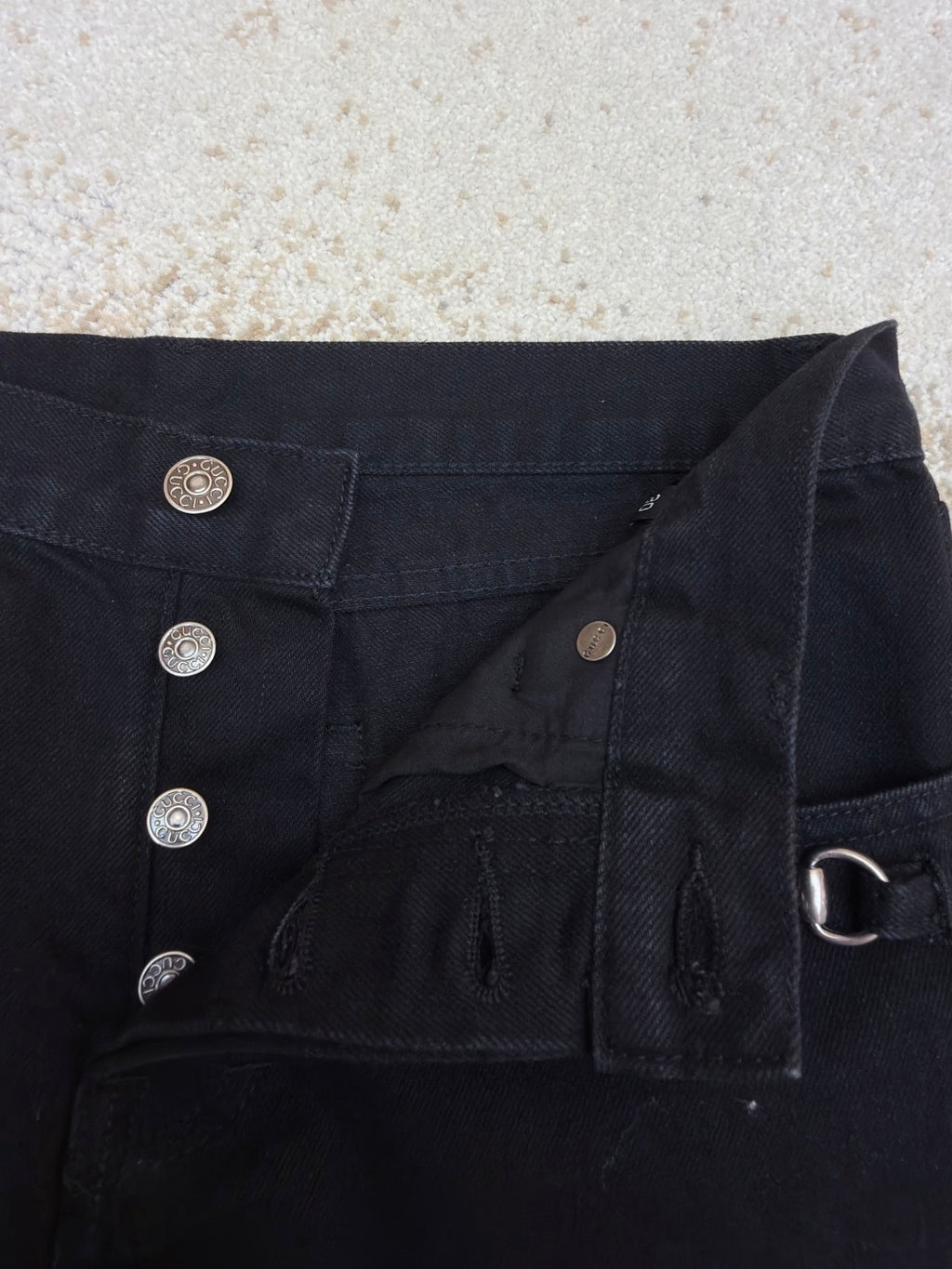GUCCI - cotton denim pants with horsebit