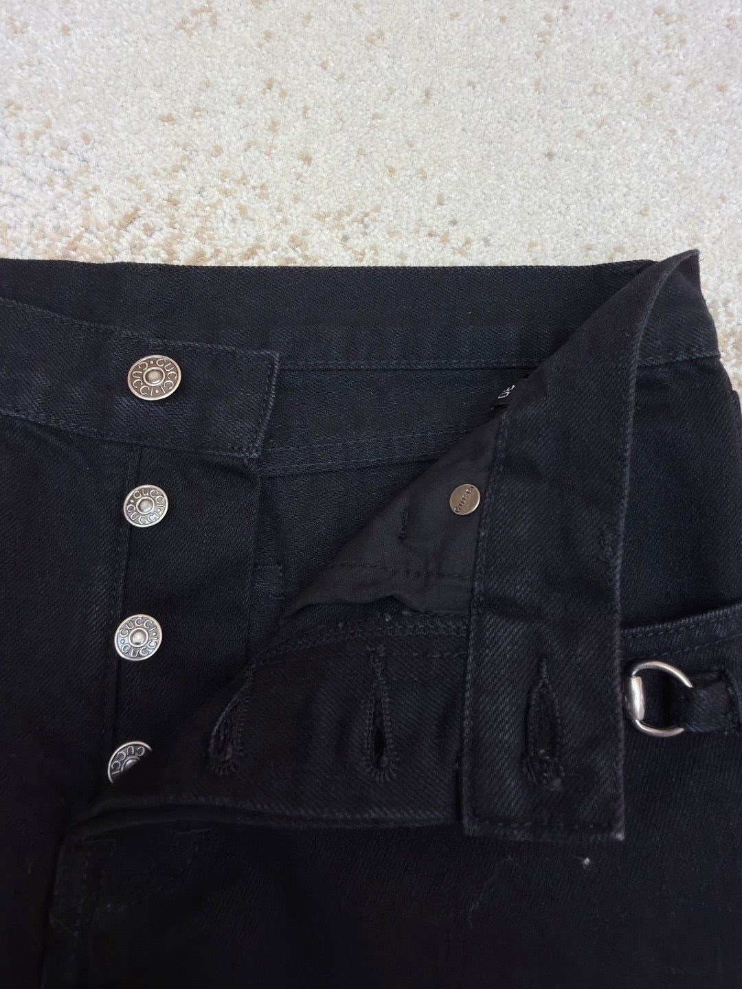 GUCCI - cotton denim pants with horsebit