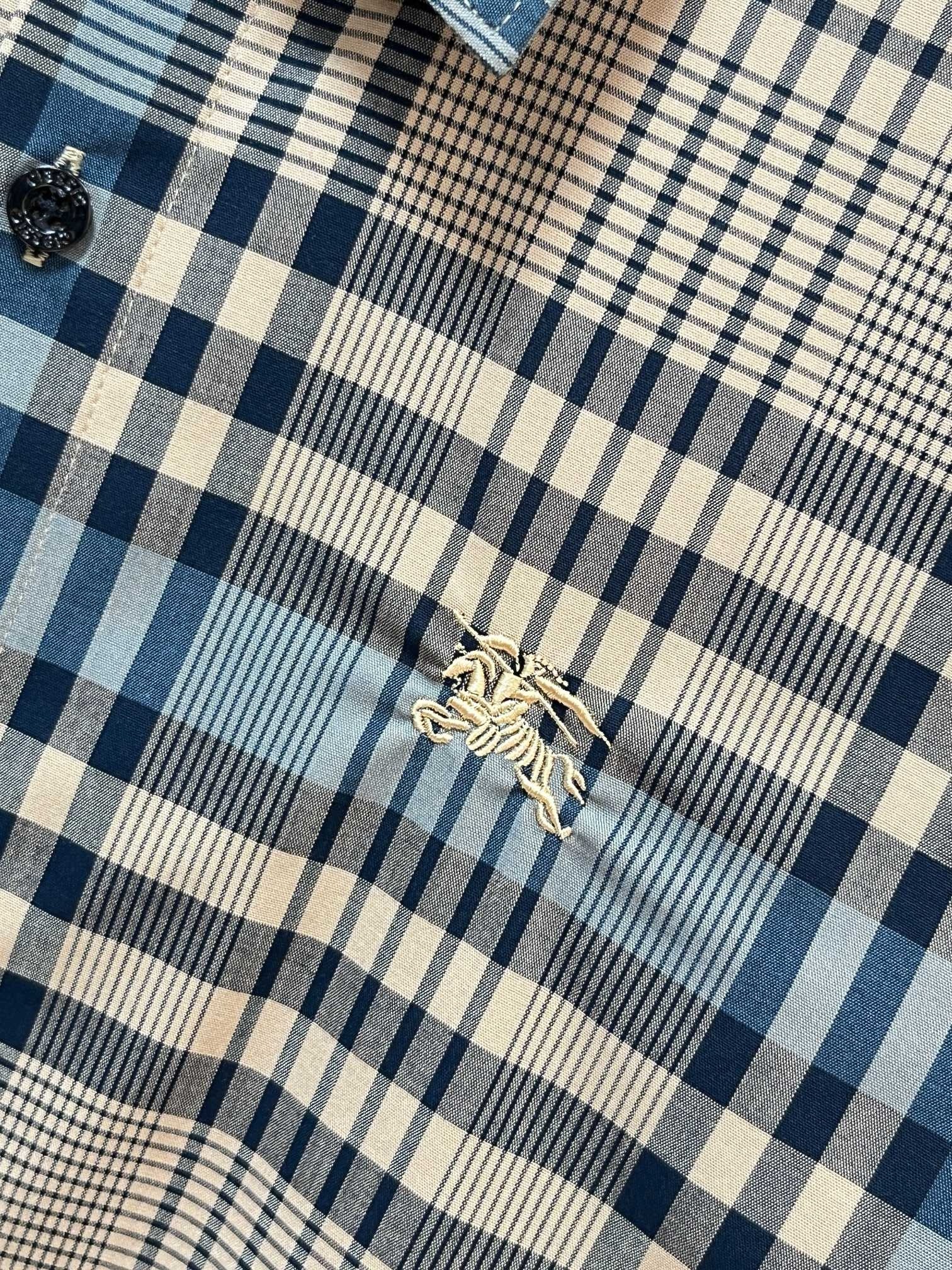 BURBERRY - Stretch Poplin Check Short Sleeve Shirt